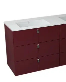 Koupelnový nábytek SAPHO MITRA umyvadlová skříňka s umyvadlem, 3 zásuvky, 150x70x46 cm, bordó 2XMT0831601-150