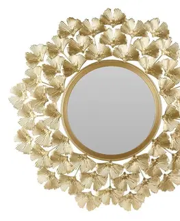 Zrcadla DekorStyle Nástěnné zrcadlo GINKGO BILOBA 52 cm zlaté