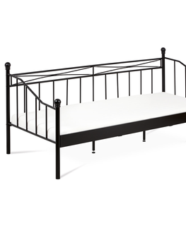 Postele Kovová jednolůžková postel GRANNY 90x200 cm, černý mat