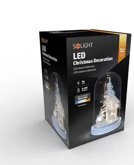 LED osvětlení na baterie Solight LED vánoční dekorace, zasněžená krajina s domkem, 18cm, 10x LED, 2x AAA 1V264