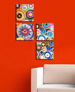 Hodiny Hanah Home Obrazové nástěnné hodiny Kruhy 42x63 cm vícebarevné