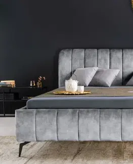 Designové postele LuxD Designová postel Rotterdam 160 x 200 cm šedý samet