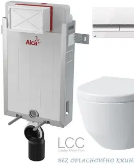 WC sedátka ALCADRAIN Renovmodul předstěnový instalační systém s bílým/ chrom tlačítkem M1720-1 + WC LAUFEN PRO LCC RIMLESS + SEDÁTKO AM115/1000 M1720-1 LP2