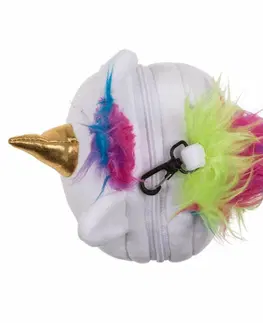 Polštáře Cestovní plyšový polštářek s maskou na oči Jednorožec, 15,5 x 14,5 x 14 cm