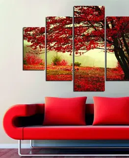 Obrazy Hanah Home Vícedílný obraz Rudý Podzim 92 x 56 cm