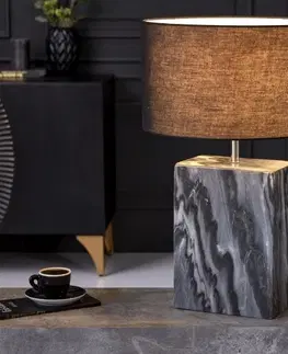 Luxusní a designové stolní lampy Estila Art deco stolní lampa Miracul s obdélníkovou mramorovou podstavou černé barvy 55cm