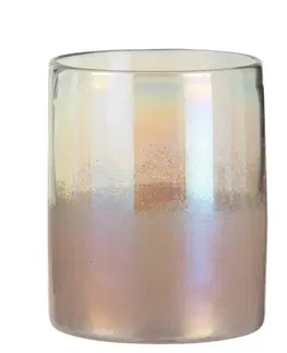 Dekorativní vázy Růžová skleněná perleťová váza Pearl pink - Ø 17*21cm J-Line by Jolipa 3613
