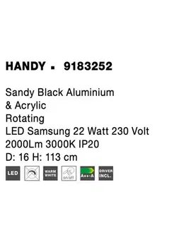 LED stropní svítidla NOVA LUCE stropní svítidlo HANDY černý hliník a akryl rotační LED Samsung 22W 230V 3000K IP20 9183252