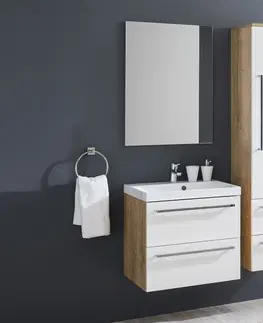 Koupelnový nábytek MEREO Bino, koupelnová skříňka vysoká 163 cm, levá, bílá CN667