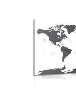Obrazy mapy Obraz mapa světa s jednotlivými státy v šedé barvě