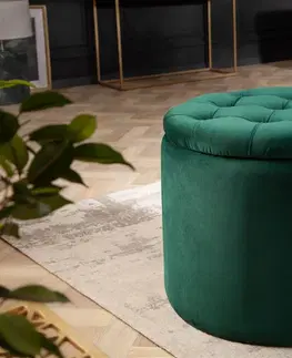 Stylové a luxusní taburety Estila Zámecká designová smaragdová taburetka Modern Barock s úložným prostorem 50cm