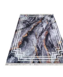 Moderní koberce Protišmykový koberec tmavosivej farby so vzorom Šířka: 160 cm | Délka: 220 cm