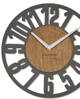 Nástěnné hodiny Originální hodiny s velkými čísly v kombinaci dřeva o moderní šedé barvy 30 cm