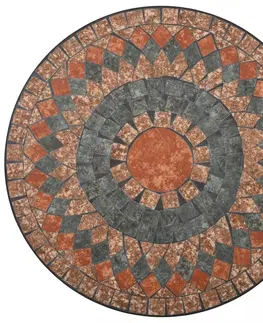 Zahradní sestavy Mozaikový bistro set 3 ks keramika Dekorhome Šedá / oranžová