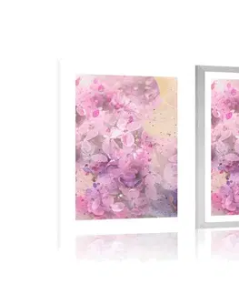 Květiny Plakát s paspartou růžová větvička květin
