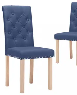 Jídelní sety Jídelní židle 2 ks látka / dřevo Dekorhome Modrá