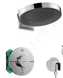 Sprchy a sprchové panely HANSGROHE Sprchový set s termostatem pod omítku, s tělesem, průměr 36 cm, 3 proudy, chrom SANI21HHH010
