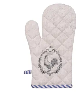 Chňapky Béžová bavlněná chňapka - rukavice s kohoutem Devine French Roster - 18*30 cm Clayre & Eef DFR44
