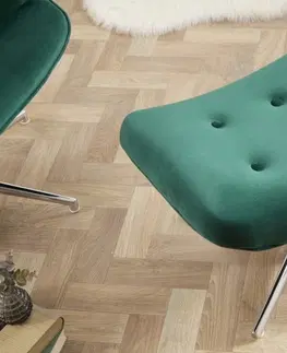 Stylové a luxusní taburety Estila Designový moderní taburet Deventry Emerald ze sametu