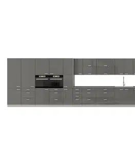 Kuchyňské linky Expedo Kuchyňská skříňka vestavná vysoká GRISS 60 DP-210 2F, 60x210x57, šedá/šedá lesk