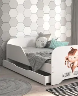Dětské postele Dětská postel 140 x 70 cm s opičkou