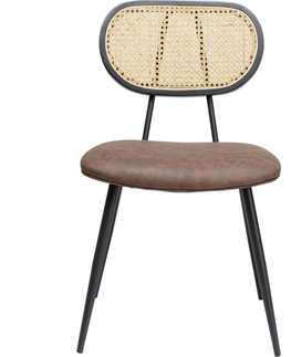 Jídelní židle KARE Design Polstrovaná jídelní židle s výpletem Rosali - hnědá