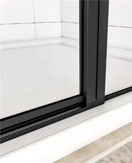 Sprchové zástěny H K Čtvercový sprchový kout BLACK SAFIR R101, 100x100 cm, se dvěma jednokřídlými dveřmi s pevnou stěnou, rohový vstup