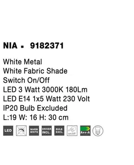 Nástěnná svítidla s látkovým stínítkem NOVA LUCE nástěnné svítidlo NIA bílý kov bílé stínidlo vypínač na těle LED 3W 3000K E14 1x5W 230V IP20 bez žárovky se čtecí lampičkou 9182371