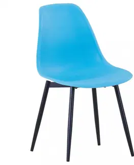 Židle Jídelní židle 6 ks plast / kov Dekorhome Modrá
