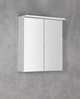 Koupelnová zrcadla AQUALINE KAWA STRIP galerka s LED osvětlením 60x70x22cm, bílá WGL60S