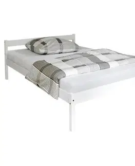 Manželské postele Bílá postel z masívu Nadine 140x200cm