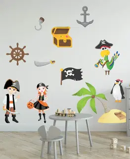 Samolepky na zeď Dětské samolepky na zeď pro kluky - Piráti