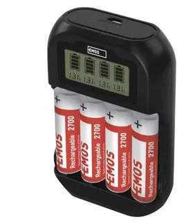 Inteligentní nabíječky EMOS Nabíječka baterií EMOS BCN-41D + 4AA 2700 N9331