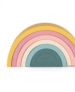 Hračky PETITE&MARS - Hračka silikonová skládací Rainbow Intense Ochre 12m+