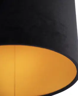 Stropni svitidla Stropní lampa s velurovým odstínem černá se zlatem 25 cm - černá Combi