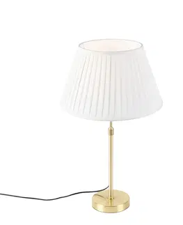 Stolni lampy Stolní lampa zlatá / mosaz se skládaným odstínem krémová 35 cm - Parte