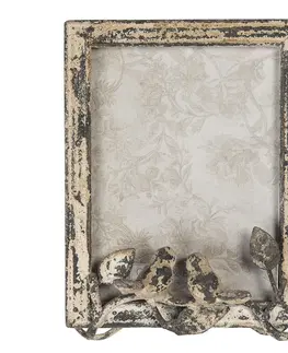 Klasické fotorámečky Kovový  vintage fotorámeček s patinou s dekorací ptáčků - 16*7*22 cm/15*20 cm Clayre & Eef 2F0746