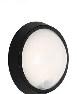 LED venkovní nástěnná svítidla BRILONER LED venkovní svítidlo s čidlem, pr. 17 cm, 12 W, černá IP44 BRILO 3352-015