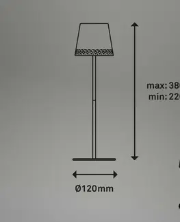 LED stolní lampy BRILONER LED nabíjecí stolní lampa 38 cm 2,6 W 280lm černá-dřevo IP44 BRILO 7438-114