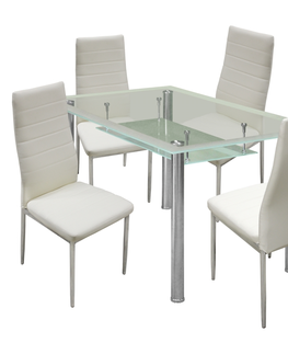 Jídelní sety Jídelní stůl PATKAI + 4 židle SNAEFELL, krémově bílá