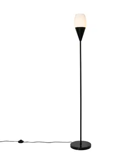 Stojaci lampy Moderní stojací lampa černá s opálovým sklem - Drop