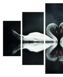 Obrazy Hanah Home Vícedílný obraz Swan Lake 92 x 56 cm