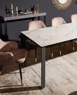 Jídelní stoly LuxD Roztahovací jídelní stůl Narissara X7 180-240 cm bílý - vzor mramor