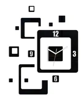 Nalepovací hodiny ModernClock 3D nalepovací hodiny Trio Quadrat černé