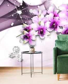 Samolepící tapety Samolepící tapeta fialové květiny na abstraktním pozadí