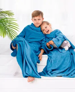 Dětské deky Decoking Deka s rukávy Lazy Kids indigo, 90 x 105 cm