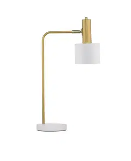 Designové stolní lampy NOVA LUCE stolní lampa PAZ zlatý kov bílé kovové stínidlo bílá základna E27 1x12W 230V IP20 bez žárovky 9426651