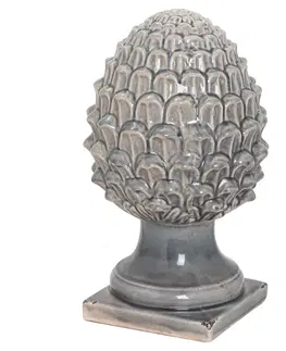Luxusní stylové sošky a figury Estila Designová elegantní keramická dekorace Acorn šedé barvy 35cm