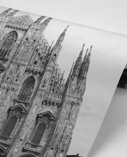 Černobílé tapety Fototapeta Milánská katedrála v černobílém