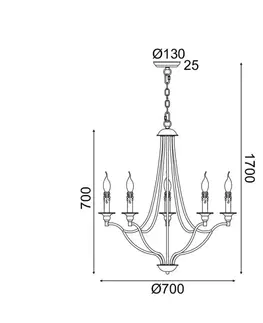 Retro závěsná svítidla ACA Lighting závěsné svítidlo 5XE14 antická/rez kov D70XH175CM LYON EG5875P70R
